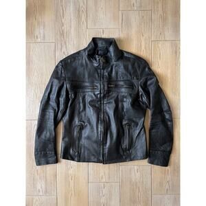 Black Leather jacket Biker D'ARNOLD SAN DO made in Mexico size G (large)